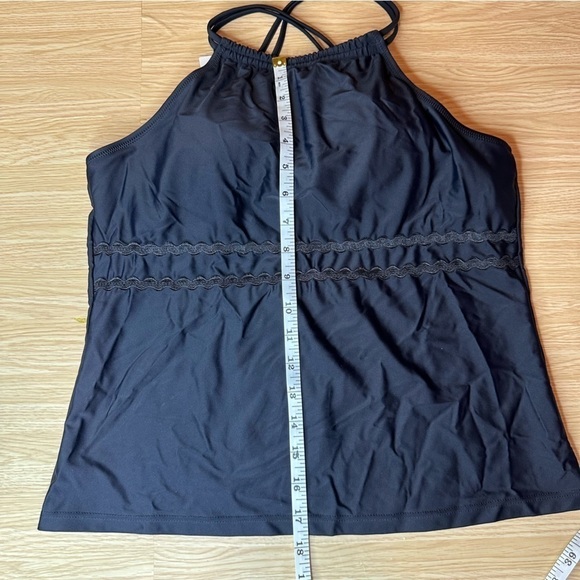 NWT Beachsissi Halter Tankini Top Criss Cross Black Swim Tank Women’s XL - Picture 8 of 9